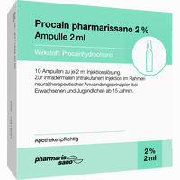 Procain Pharmarissano Ampulle 2% 2ml 10 x 2 ml - ab 7,54 €